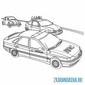 Раскраска полицейская машина дпс