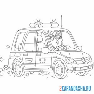 Раскраска за рулем в полицейской машине