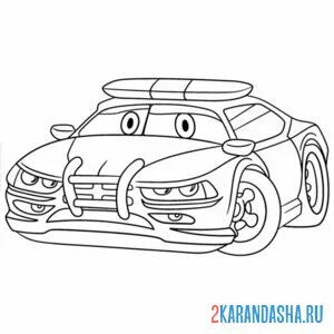 Раскраска мультяшная полицейская машина