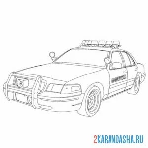 Раскраска полицейская машина старая