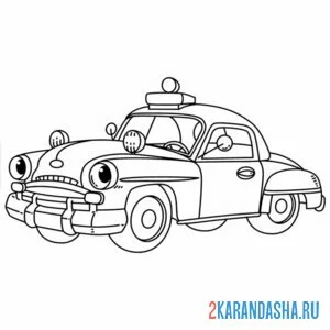 Раскраска полицейская машина раритет