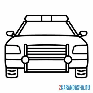 Раскраска полицейская машина фары