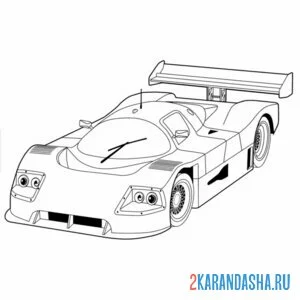 Раскраска гоночная машина кольцевые гонки