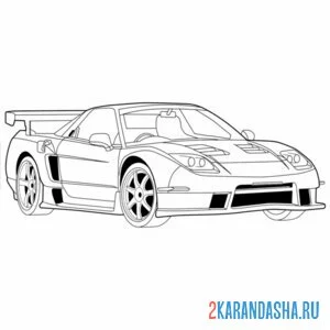 Раскраска гоночная машина хонда