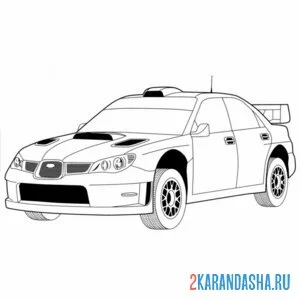 Раскраска субару гоночная машина