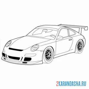 Раскраска гоночная машина порше