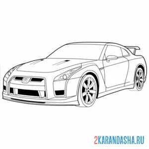 Раскраска гоночная машина nissangtr