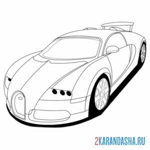 Раскраска гоночная машина бугатти вейрон