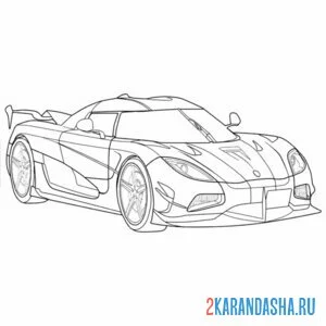 Раскраска гоночная машина спортивная