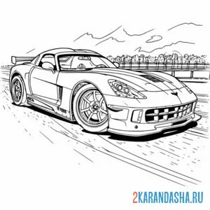Раскраска дрифтовая гоночная машина