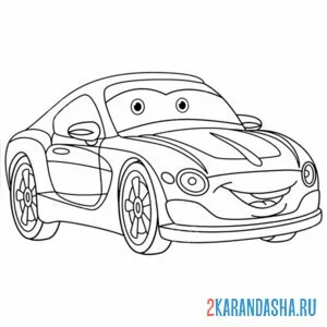 Раскраска гоночная машинка с глазками