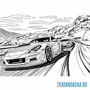 Раскраска гонки гоночных машин