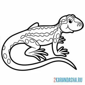 Раскраска милая ящерица