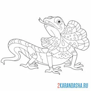 Раскраска плащеносная ящерица