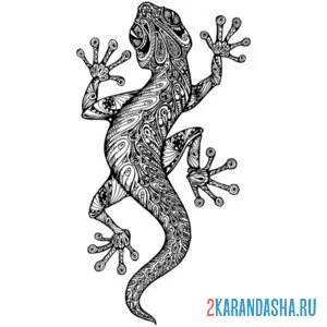 Раскраска ящерица ползает