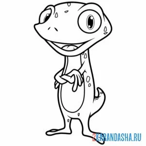 Раскраска ящерица стоит