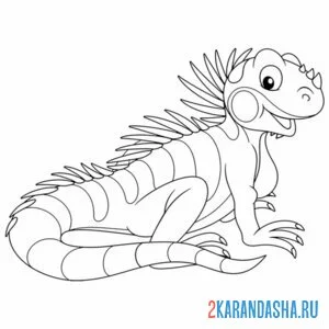 Раскраска игуана улыбается