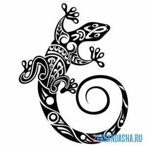 Раскраска ящерица для татуировки