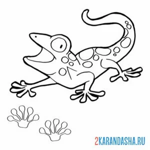Раскраска ящерица открыла рот