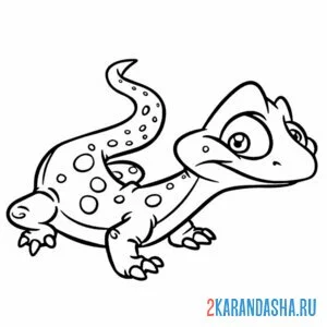 Раскраска мультяшная ящерица