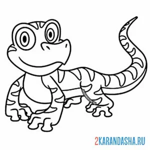 Раскраска ящерица смотрит