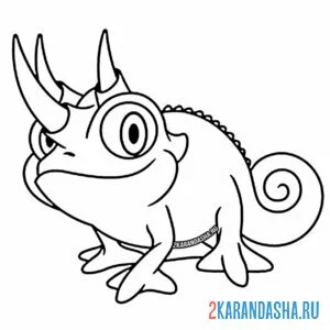 Раскраска хамелеон с рогами