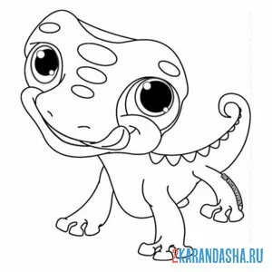 Раскраска малыш-ящерица