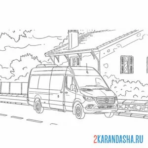 Раскраска маршрутка городской транспорт