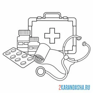 Раскраска аптечка скорая помощь