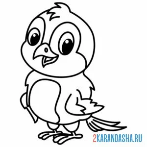 Раскраска смешной воробей