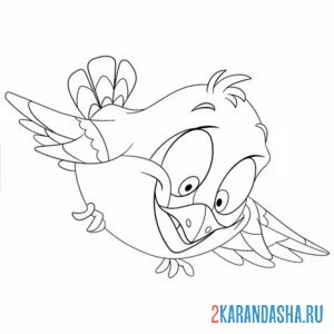 Раскраска мультяшный воробей