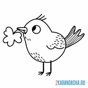 Раскраска воробей и веточка
