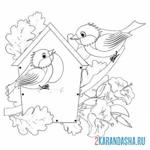 Раскраска два воробья