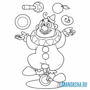 Раскраска жонглер клоун