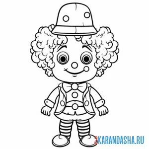 Раскраска клоун в шляпе