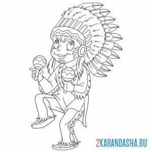 Раскраска индеец мальчик
