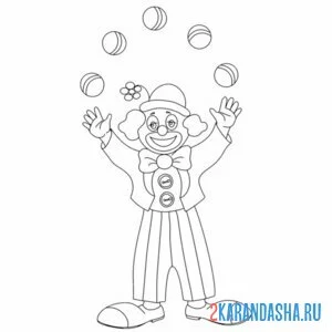 Раскраска клоун умеет жонглировать