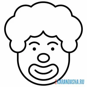 Раскраска голова и лицо клоуна