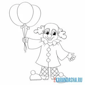 Раскраска клоун без волос