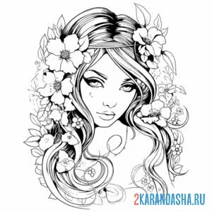 Раскраска необычная девушка