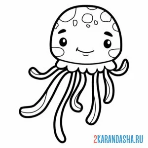 Раскраска каваи медуза