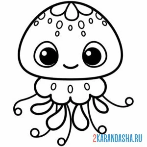 Раскраска каваи милая медуза