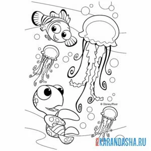 Раскраска медузы в подводном мире