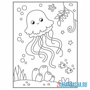 Раскраска медуза плавающая