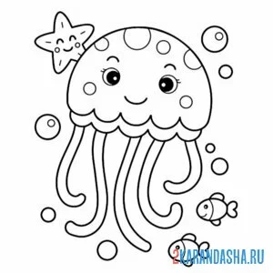 Раскраска милашный медуза каваи
