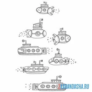 Раскраска варианты подводных лодок