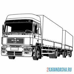 Раскраска man с двумя прицепами