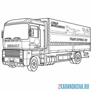 Раскраска рено большой грузовик