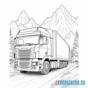 Раскраска иностранный грузовик
