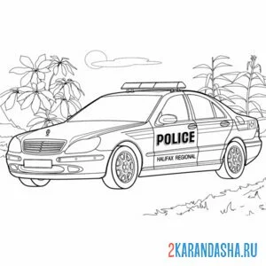 Раскраска мерседес полицейская машина